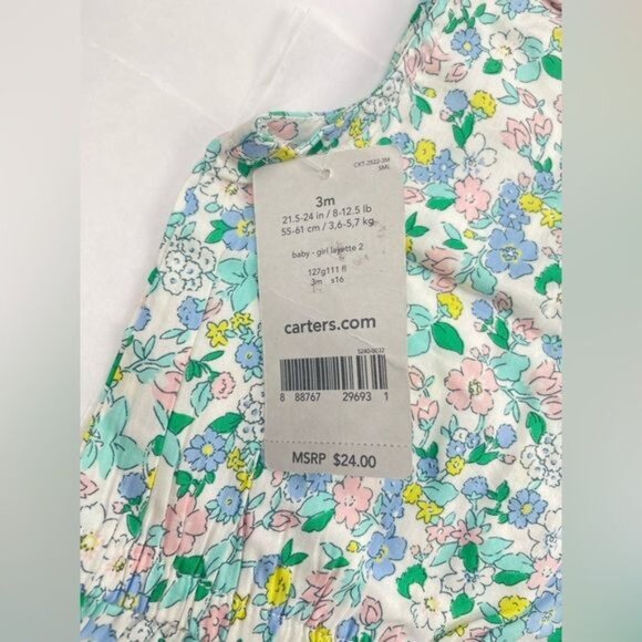Carters Baby Girl Romper Outfit Floral 3 Months New - Picture 3 of 8